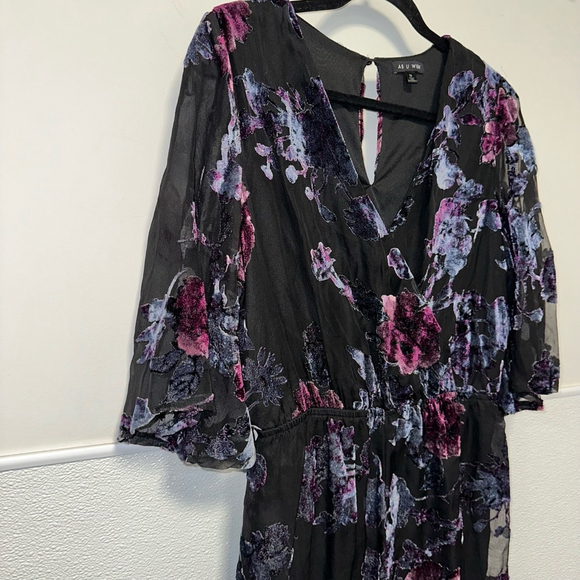 Women's AS U WISH Jumpsuit Romper, M, Black and Purple Shorts - Picture 8 of 10